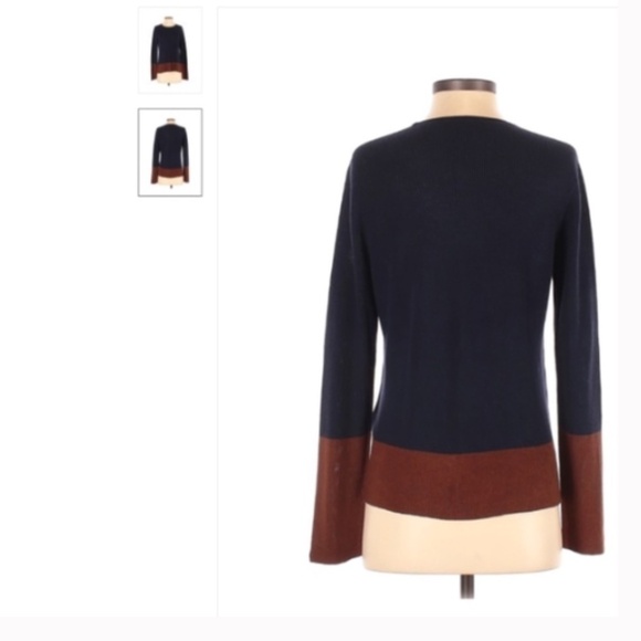 Eileen Fisher Pullover Color Block Sweater Size XS navy blue camel - Picture 3 of 6
